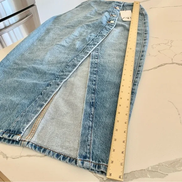 [🌟 PRICE FIRM] ZARA Denim Crossover Midi Skirt Blue Jean Pencil Skirt w/ Slit - Picture 12 of 15